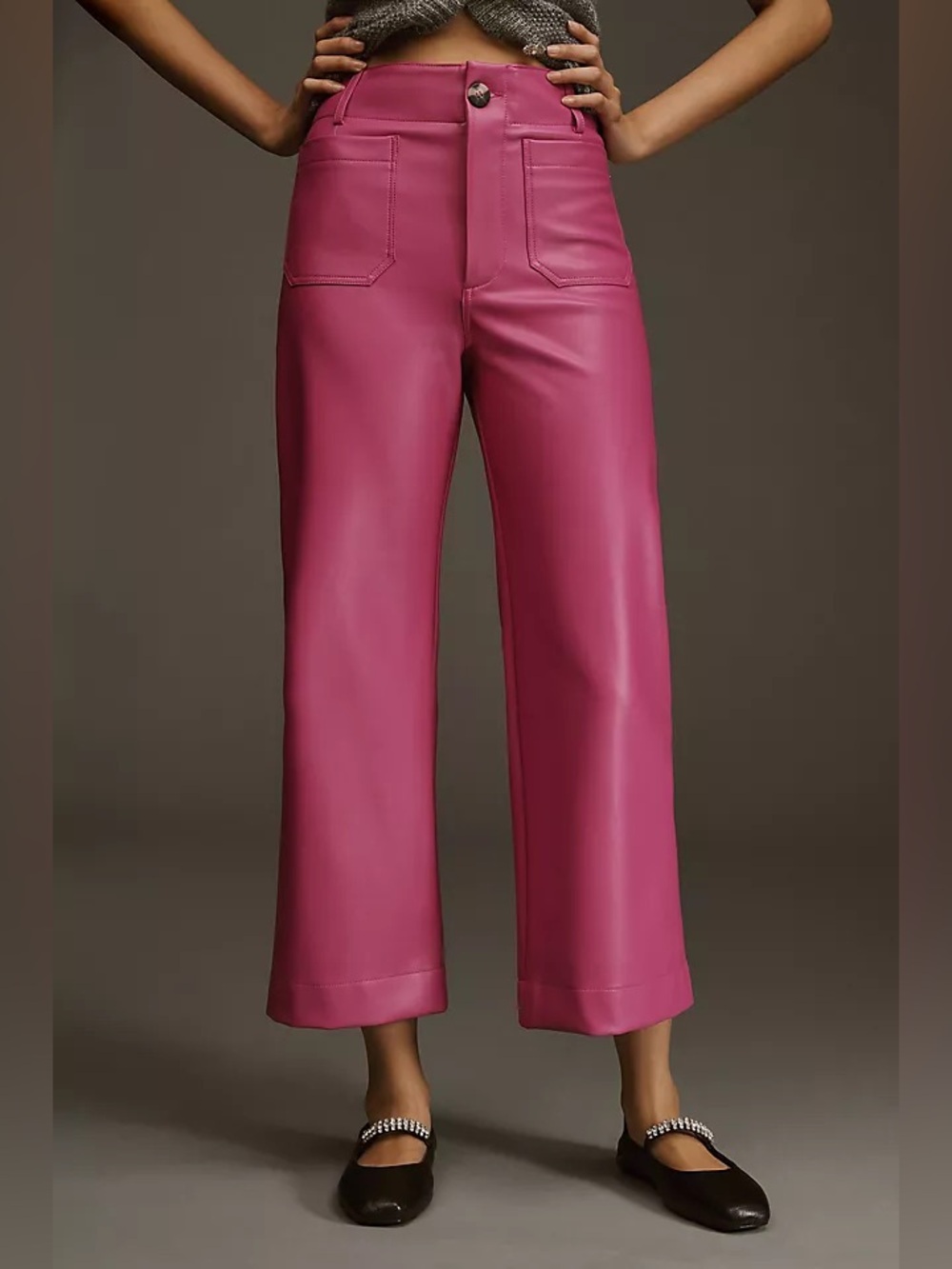 Anthropologie The Colette Faux Leather Crop Wide-Leg Pants by Maeve Drangonfruit